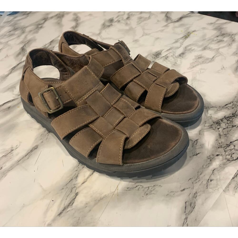 Teva Camden Leather Fisherman Sandals Men’s 10 Brown Adjustable Buckle Outdoor